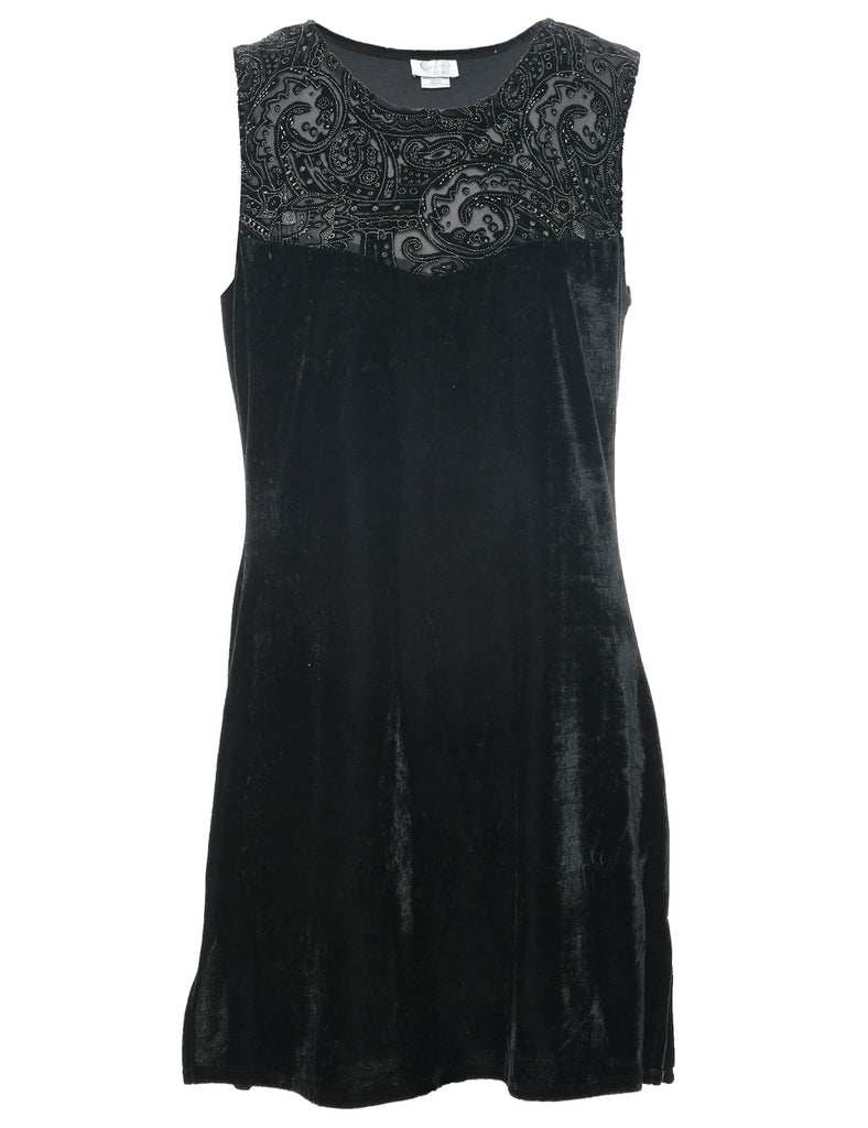 Velvet Black Evening Dress - M