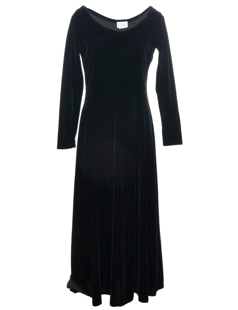 Velvet Black Evening Dress - M