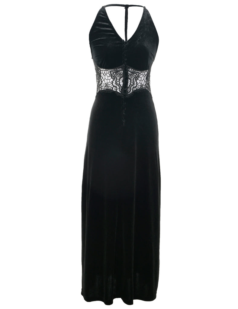 Velvet Black Evening Dress - XS