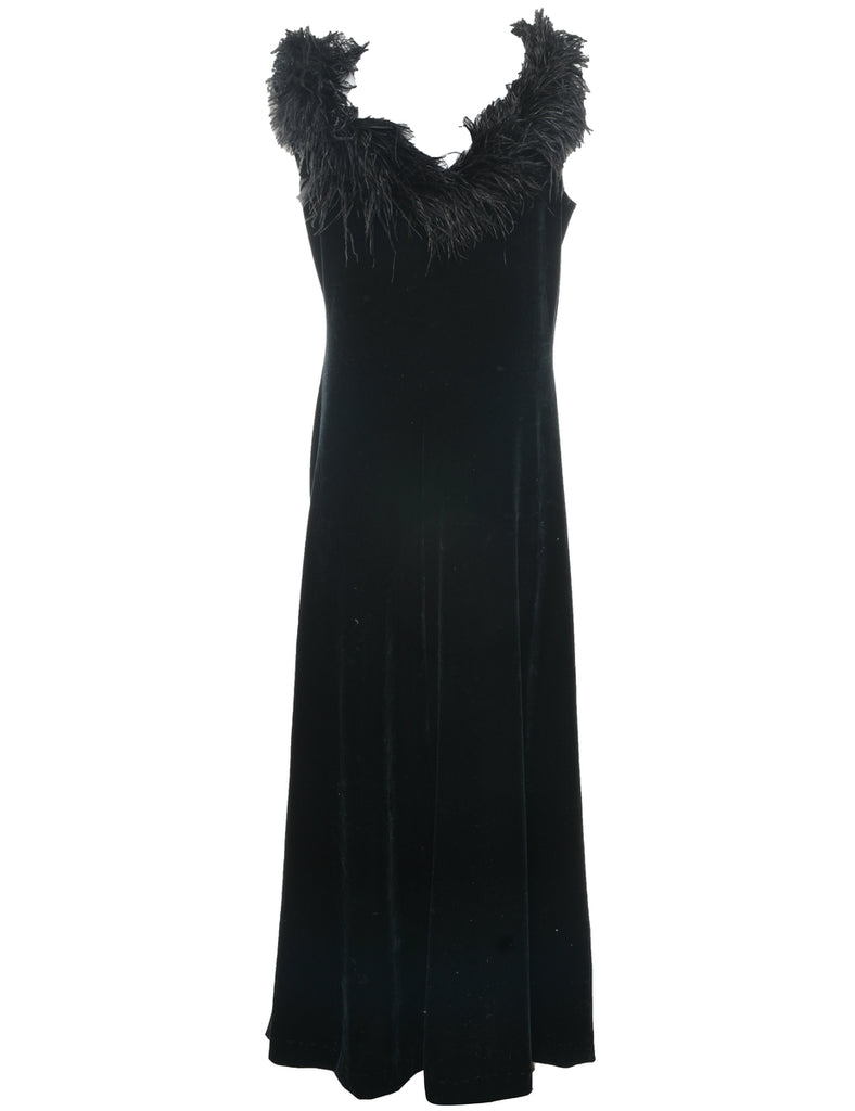 Velvet Black Evening Dress - L