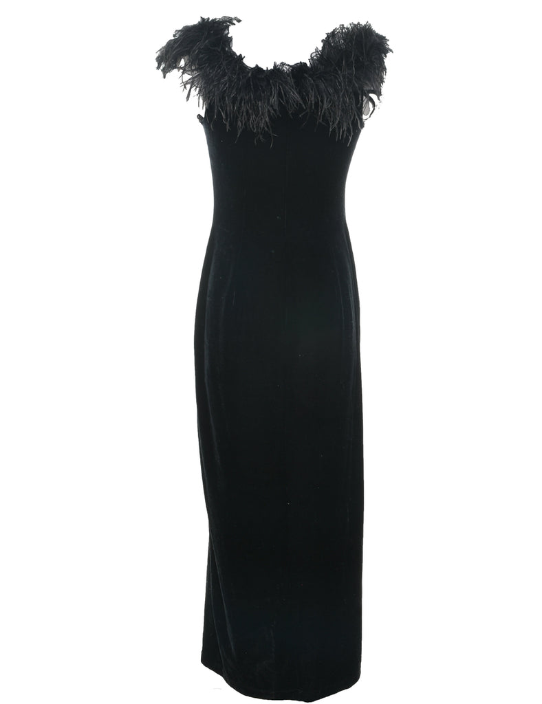 Velvet Black Evening Dress - M