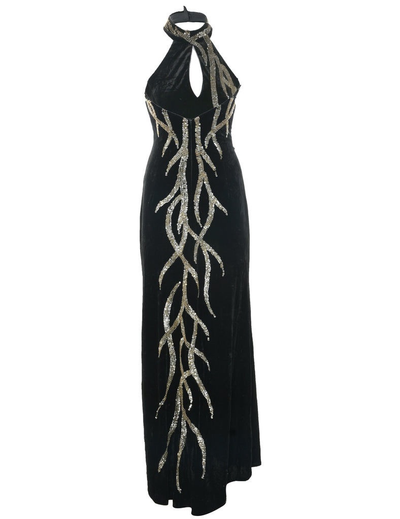 Velvet Black Evening Dress - XS