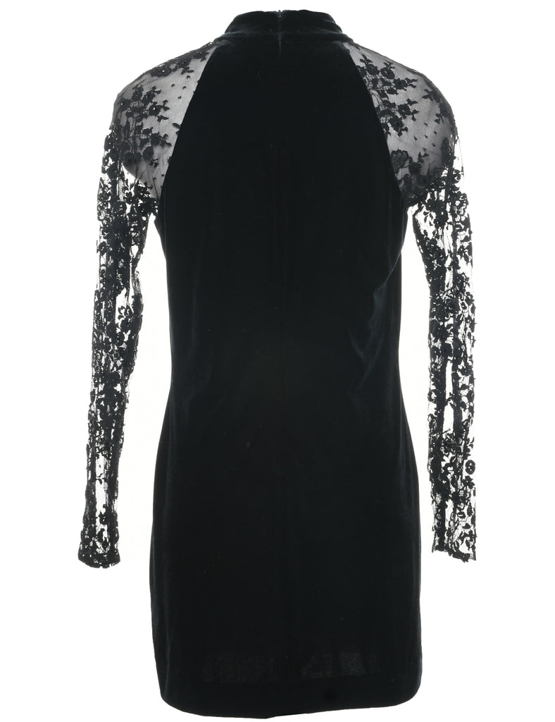 Velvet Black Evening Dress - M