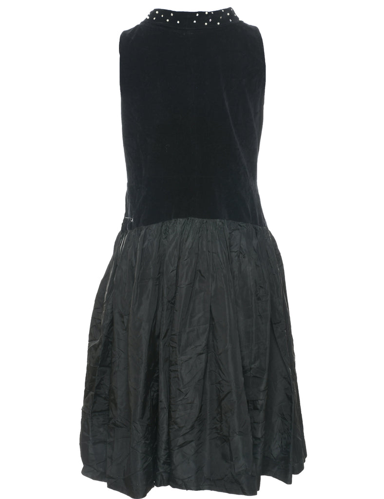 Velvet Black Evening Dress - M