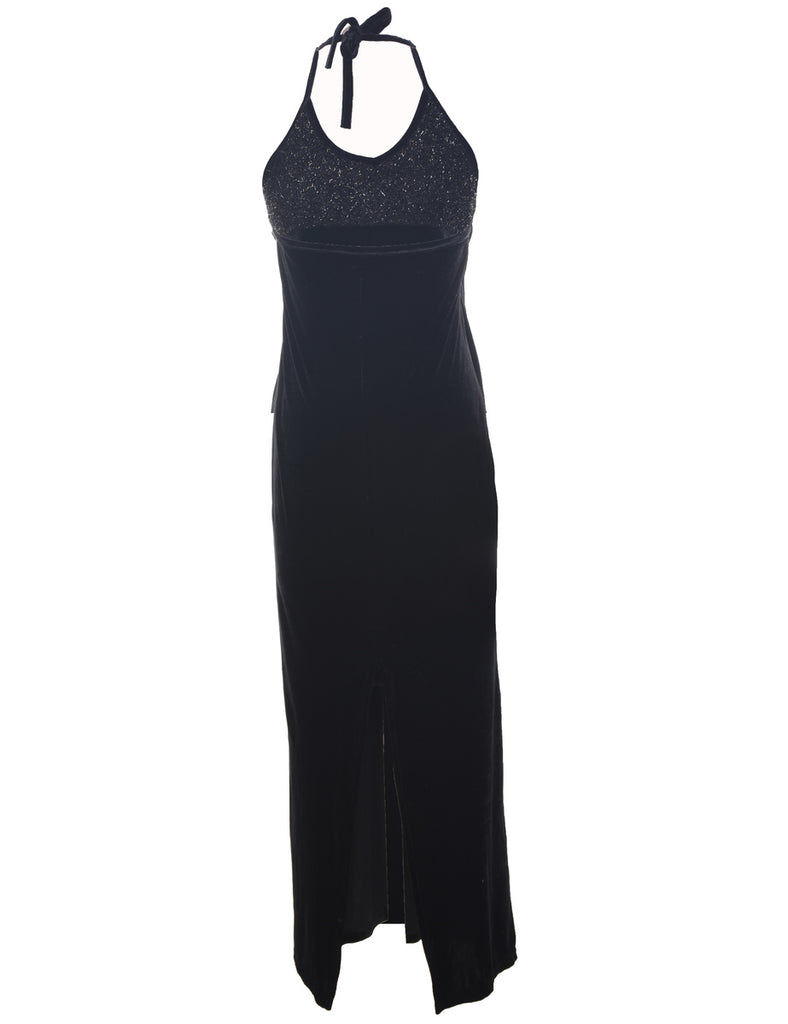 Velvet Black Evening Dress - XS