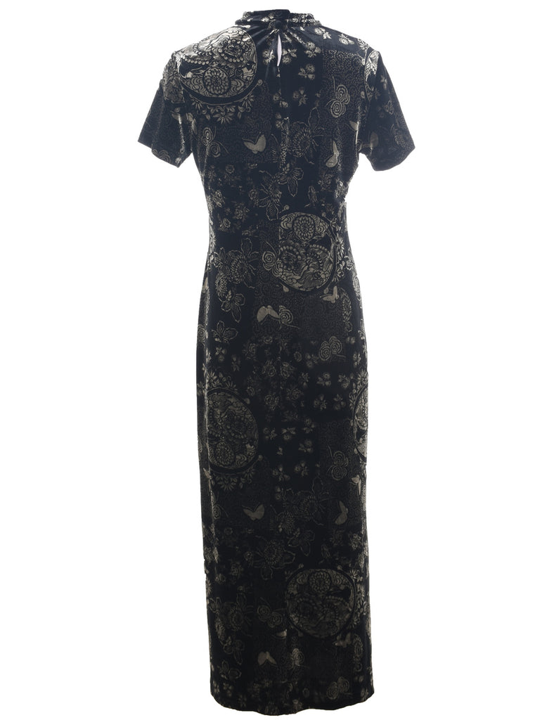 Velvet Black Evening Dress - S