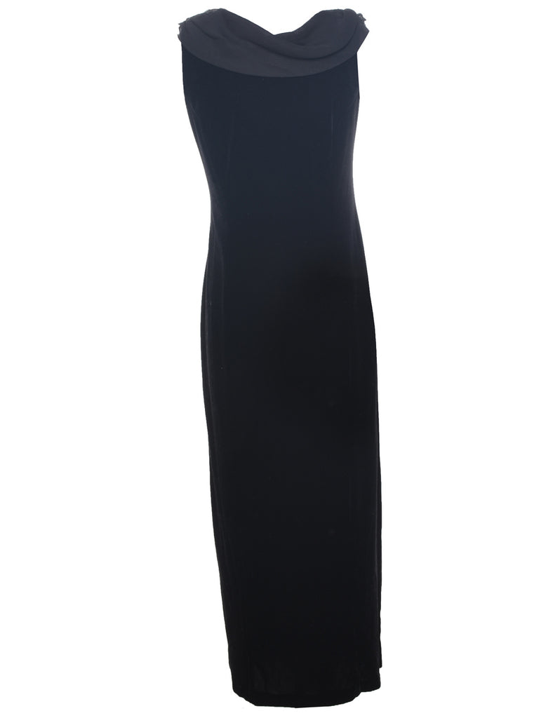 Velvet Black Evening Dress - M