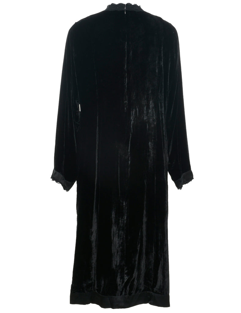 Velvet Black Evening Dress - L