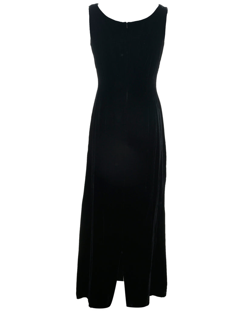 Velvet Black Evening Dress - M