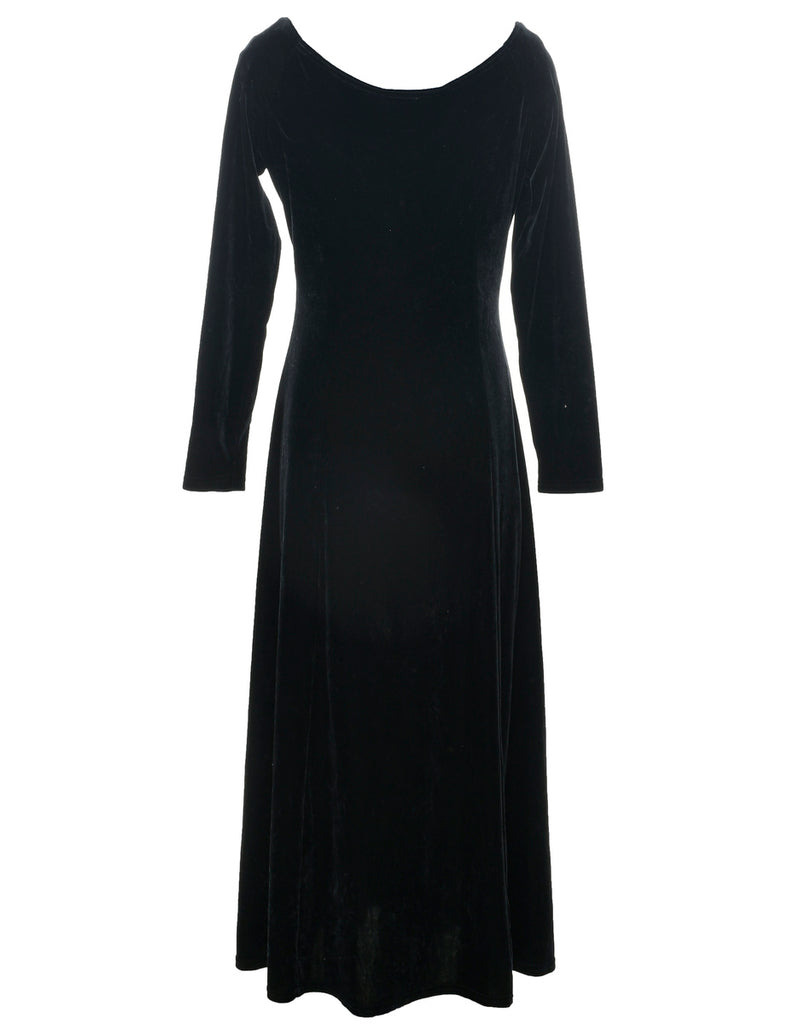 Velvet Black Evening Dress - M