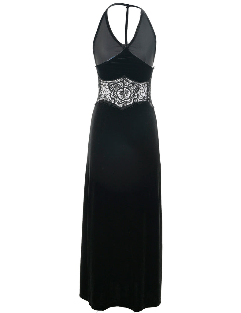 Velvet Black Evening Dress - XS