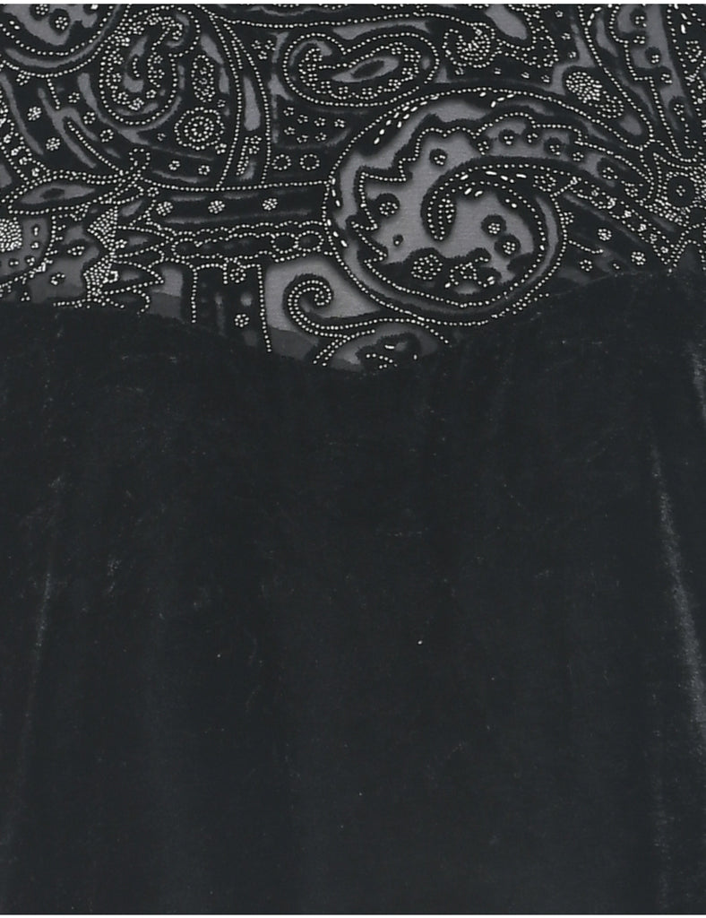 Velvet Black Evening Dress - M