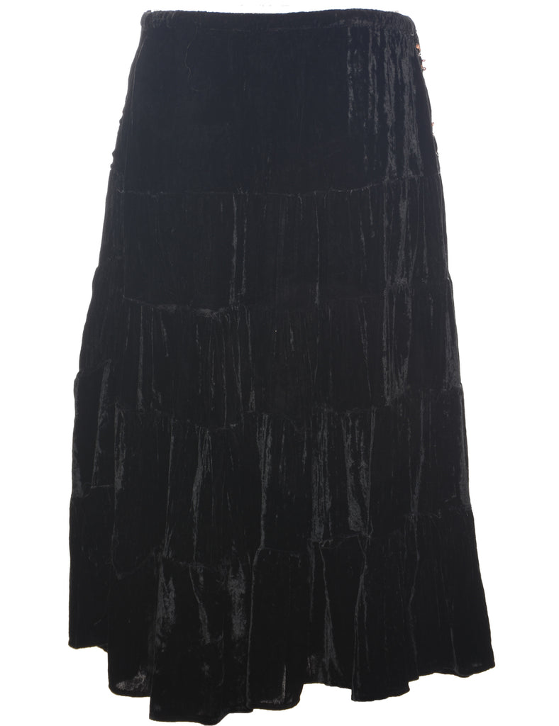 Velvet Black Midi Skirt - S