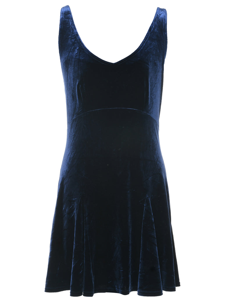 Velvet Blue Evening Dress - S