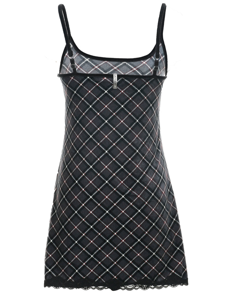 Velvet Checked Evening Dress - XS