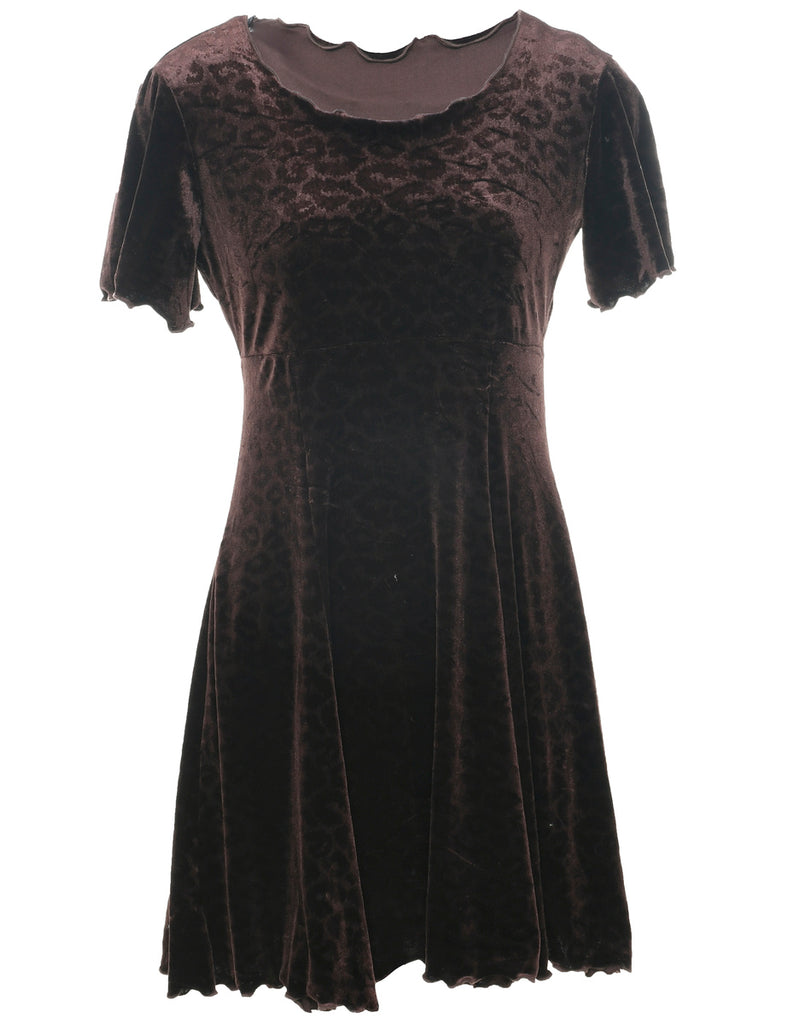 Velvet Dark Brown Evening Dress - S