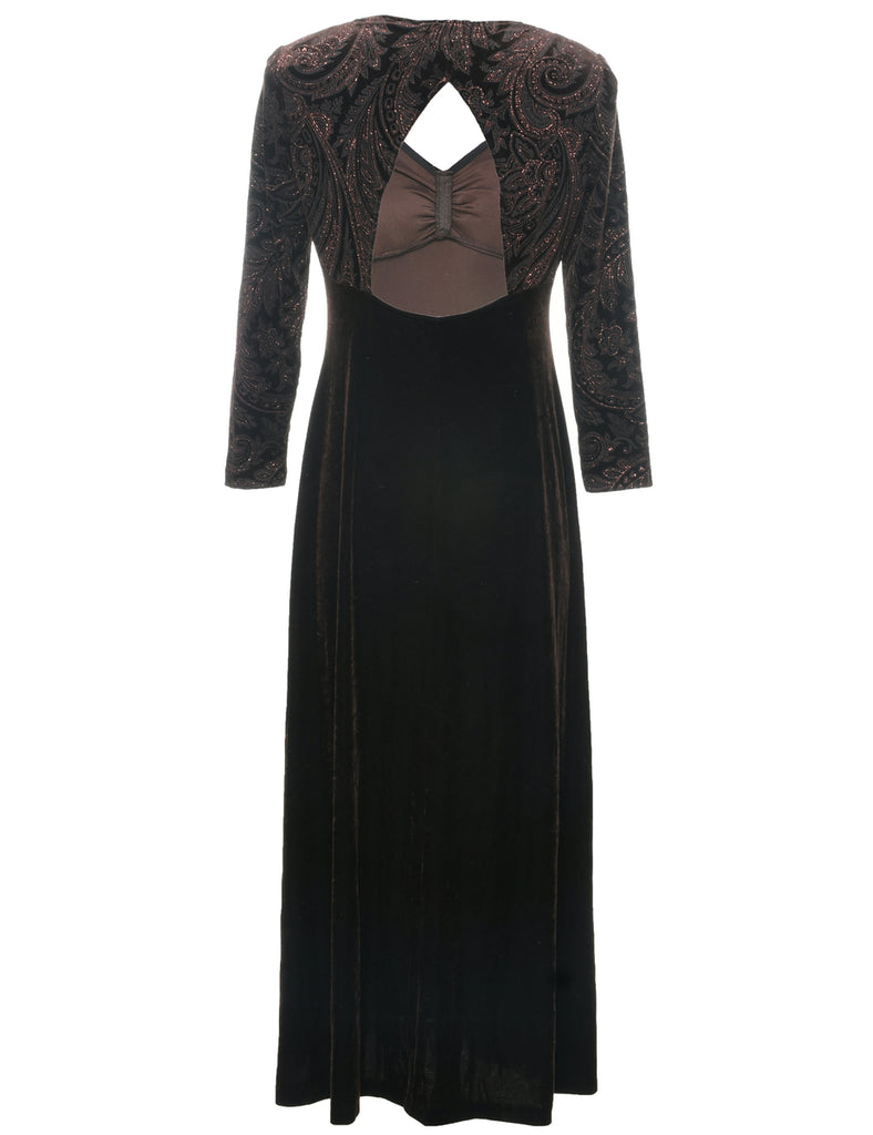 Velvet Dark Brown Evening Dress - S