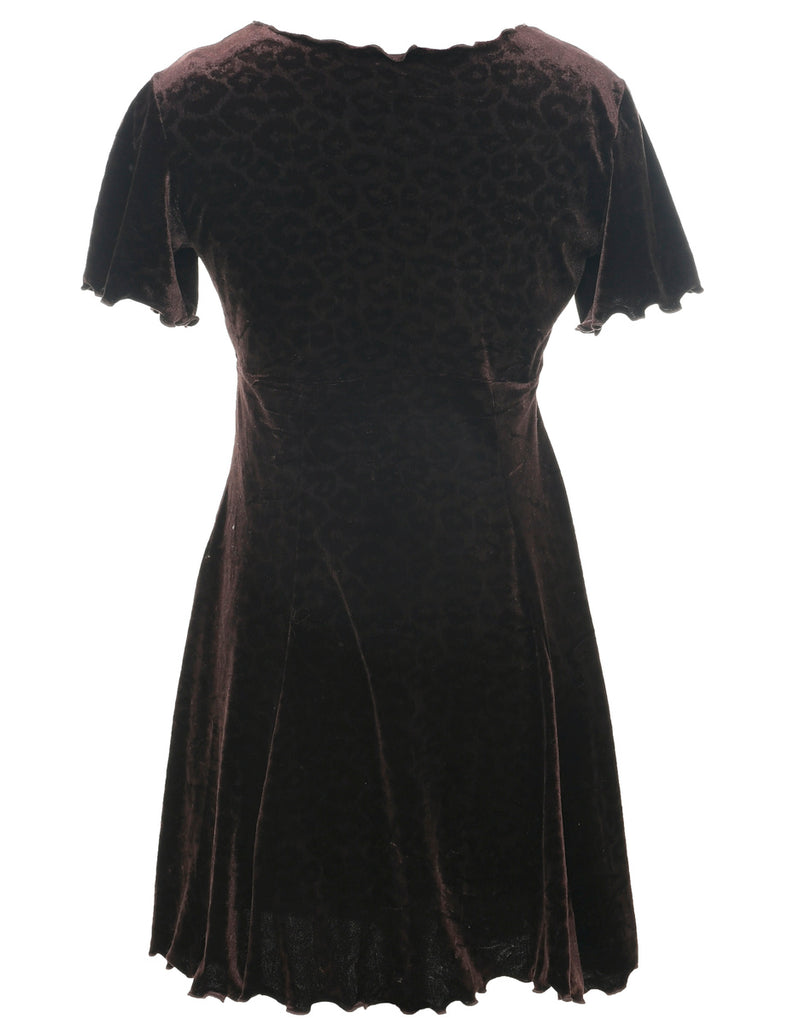 Velvet Dark Brown Evening Dress - S