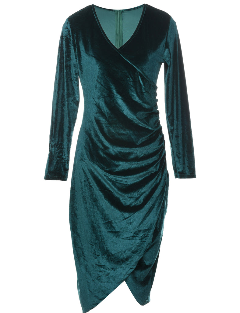 Velvet Dark Green Evening Dress - M