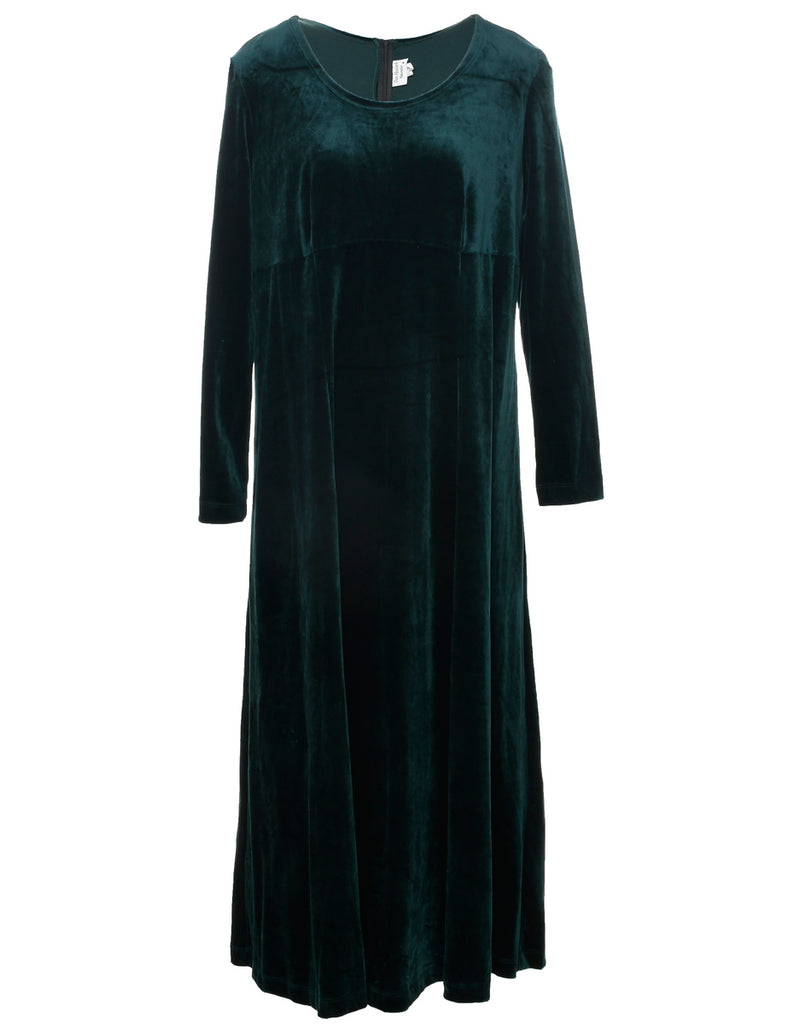 Velvet Dark Green Evening Dress - M