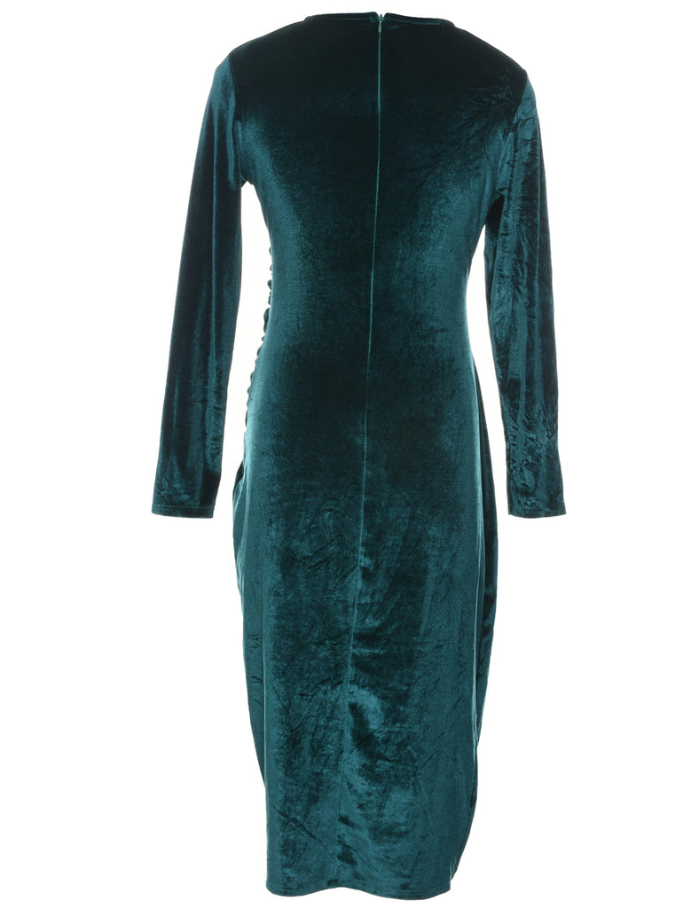 Velvet Dark Green Evening Dress - M