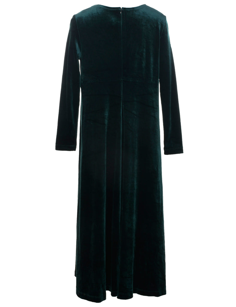 Velvet Dark Green Evening Dress - M