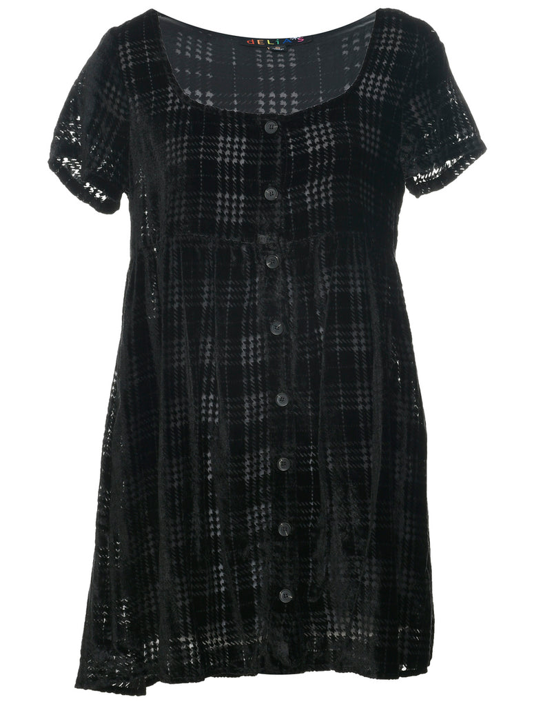 Velvet Dogtooth Checks Evening Dress - M