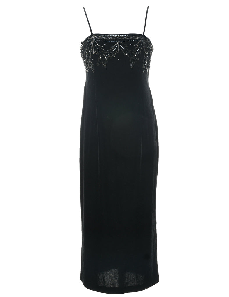 Velvet Embellished Evening Dress - S