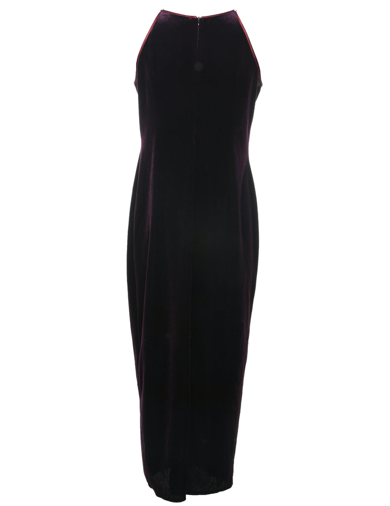 Velvet Embellished  Evening Dress - M