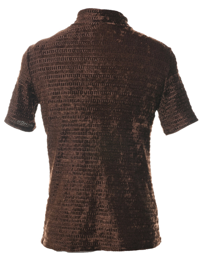 Velvet Fabric Dark Brown Top - M