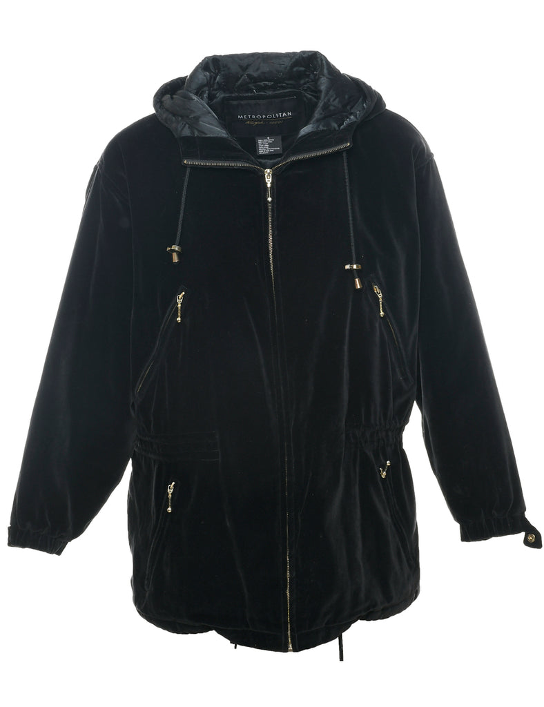 Velvet Hooded Coat - S