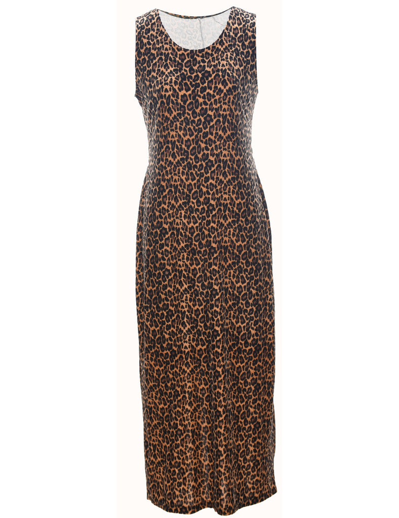 Velvet Leopard Print Evening Dress - S