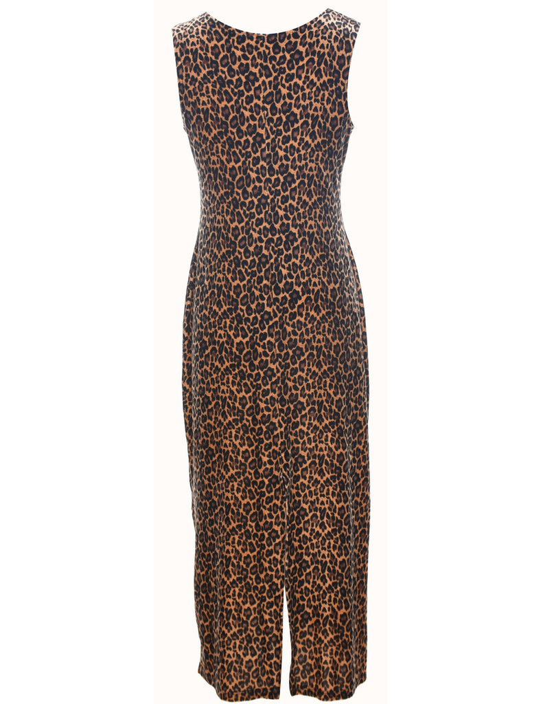 Velvet Leopard Print Evening Dress - S