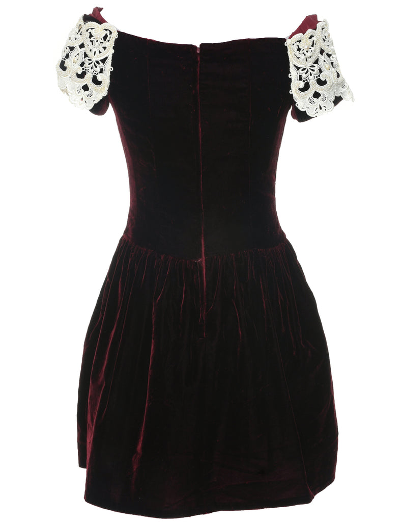 Velvet Maroon Evening Dress - XS