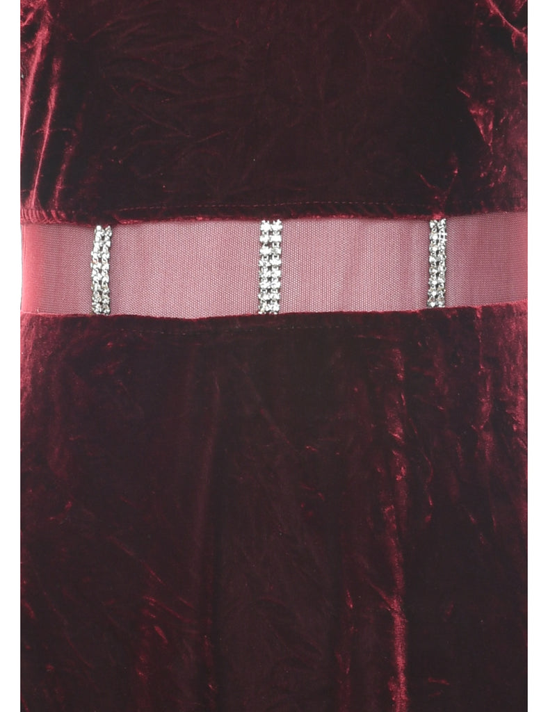 Velvet Maroon Evening Dress - XS