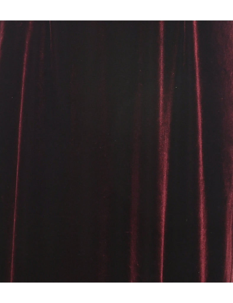 Velvet Maroon Evening Dress - S