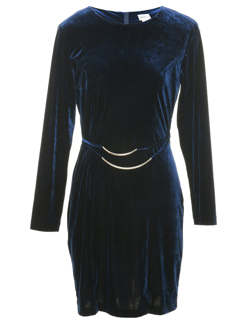 Velvet Navy Evening Dress - M