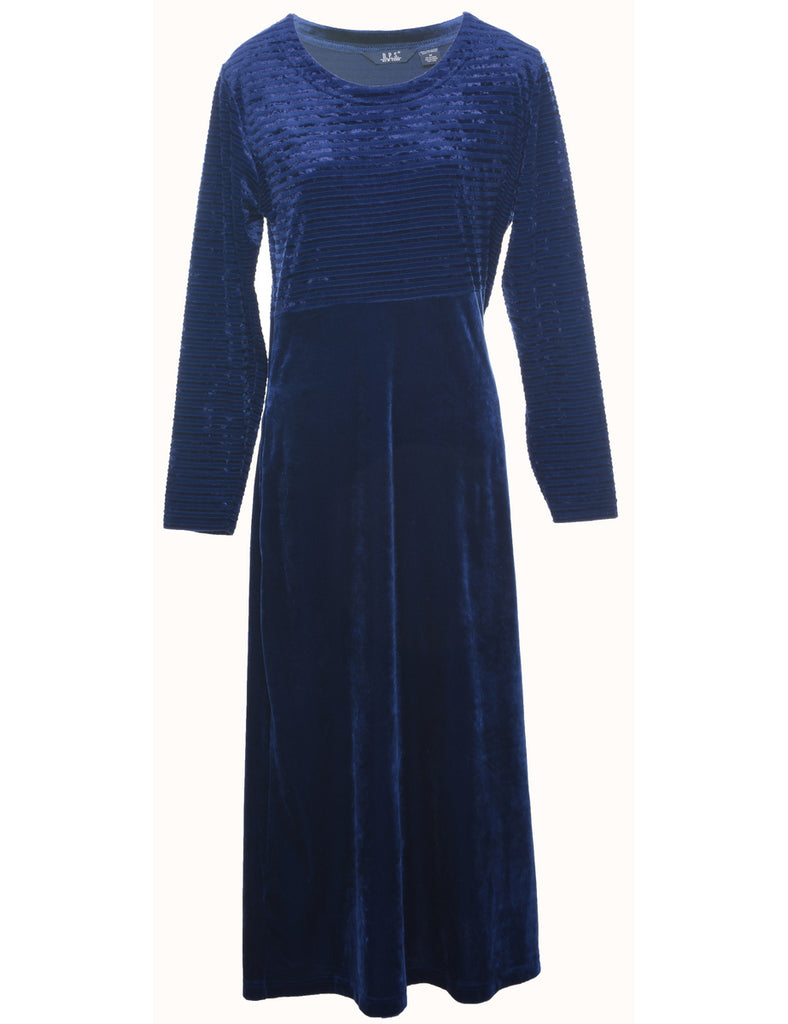 Velvet Navy Evening Dress - L