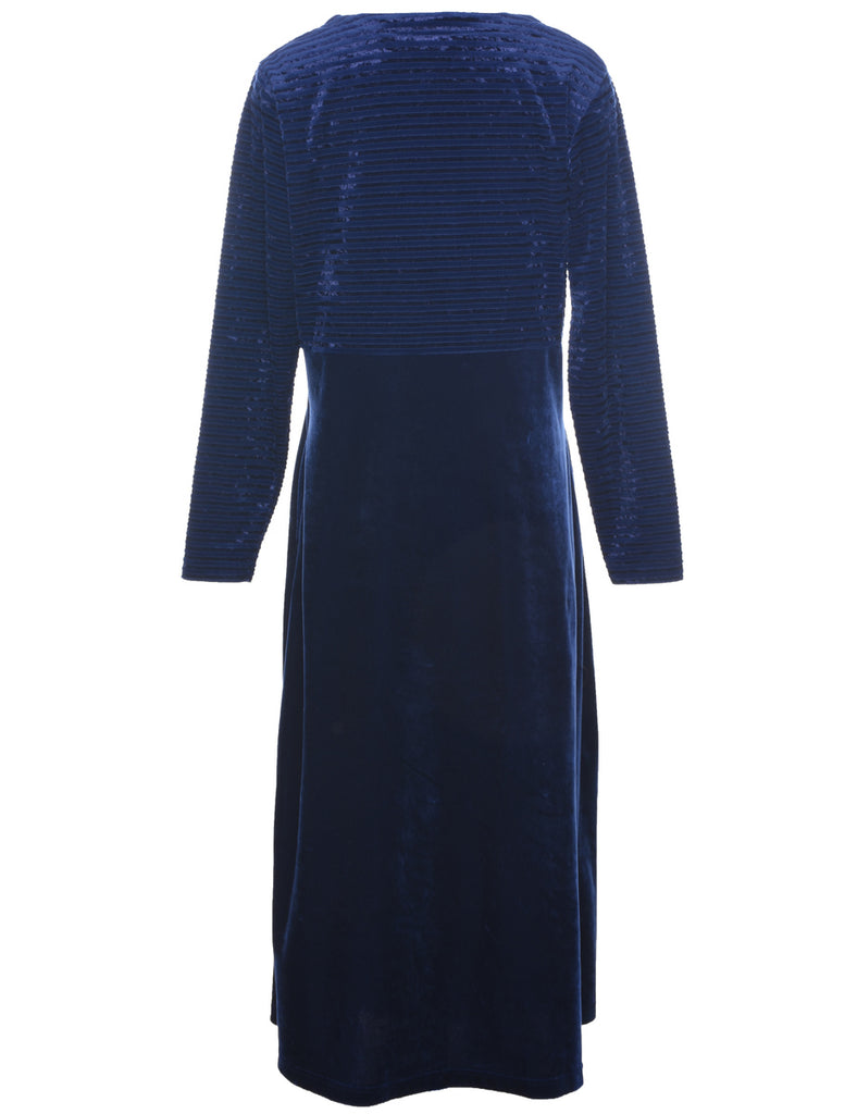 Velvet Navy Evening Dress - L