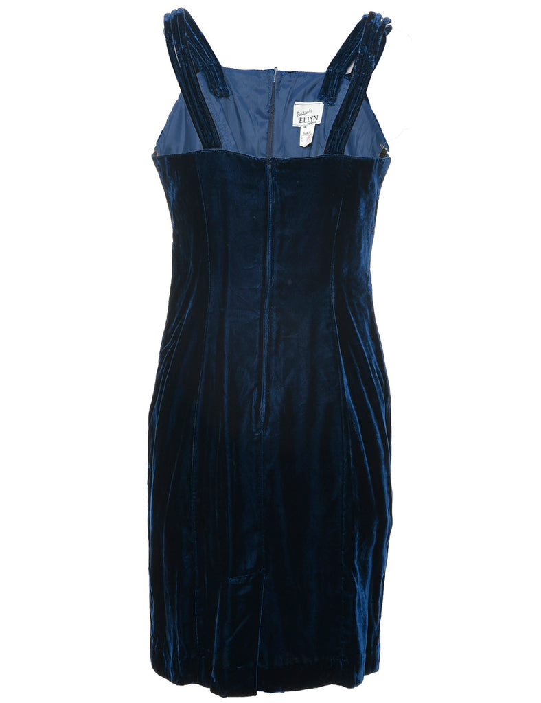 Velvet Navy Evening Dress - M