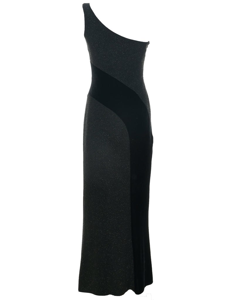 Velvet One Shouldered Maxi Dress - XS