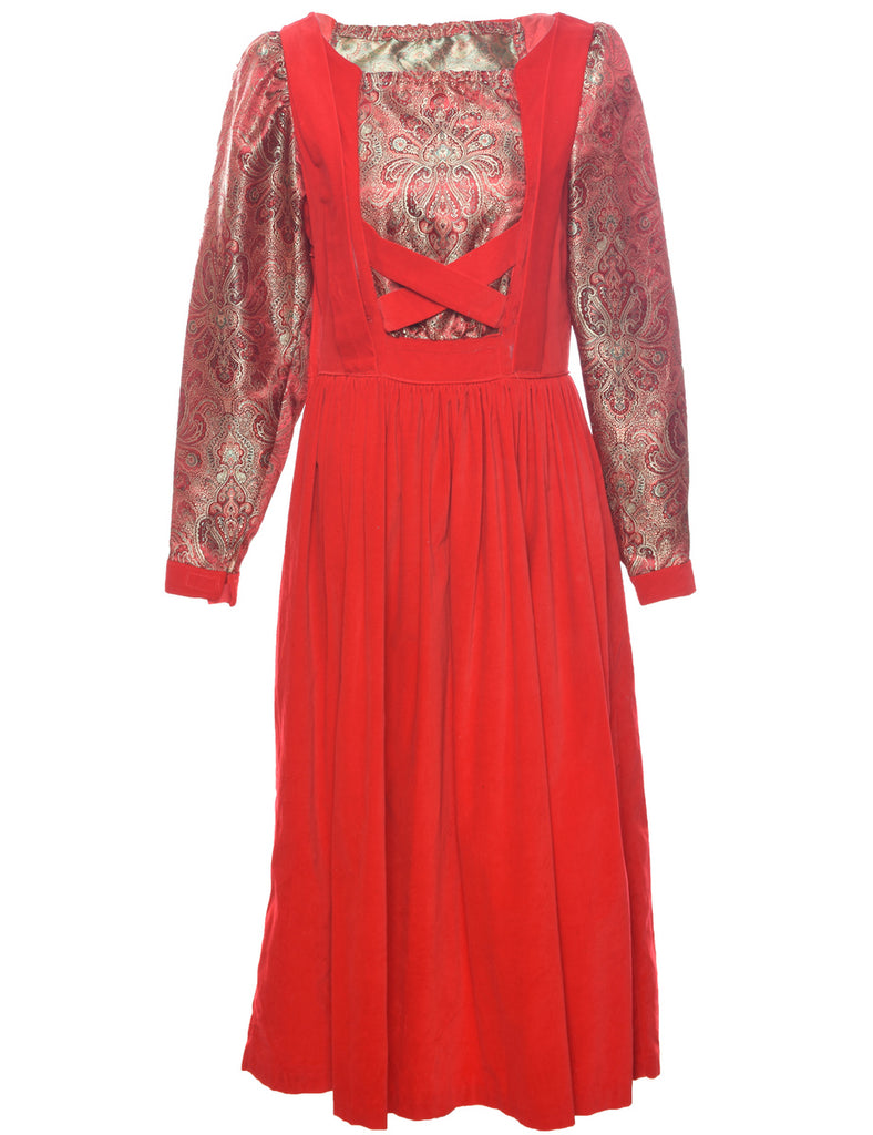 Velvet Paisley Pattern Evening Dress - S