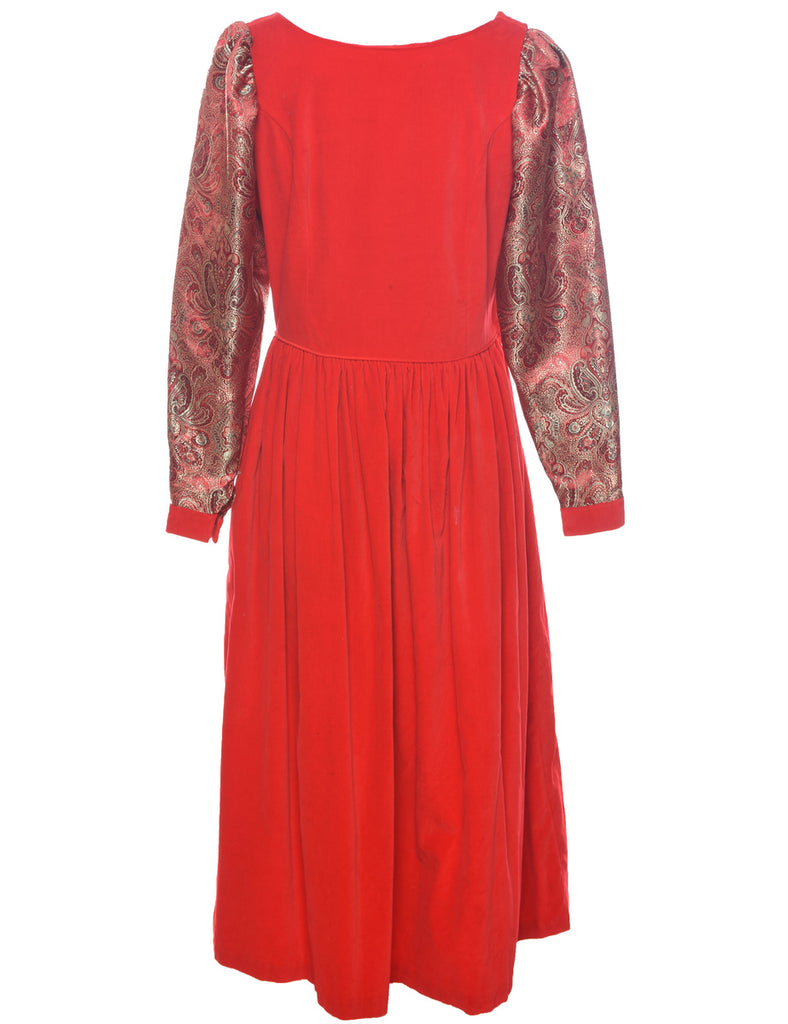 Velvet Paisley Pattern Evening Dress - S