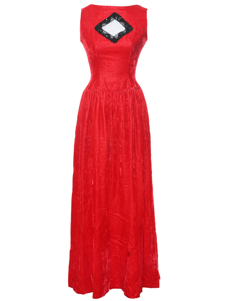 Velvet Red Evening Dress - S