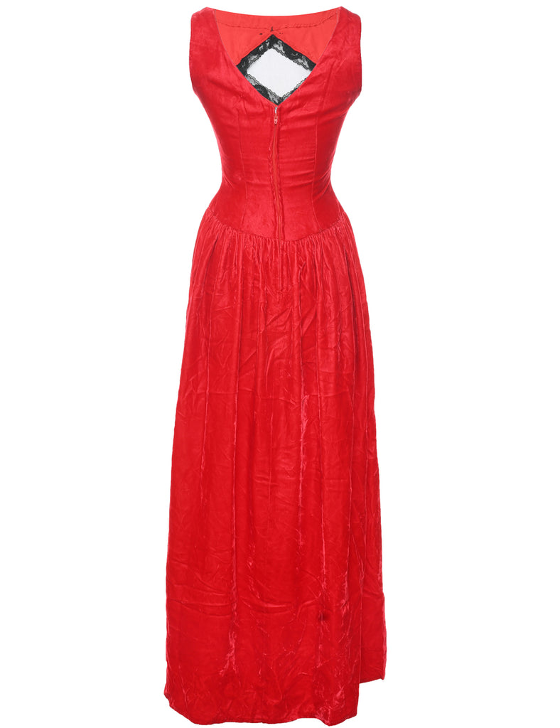 Velvet Red Evening Dress - S