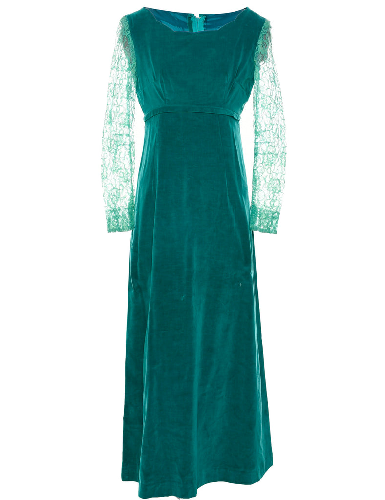 Velvet Turquoise Evening Dress - S