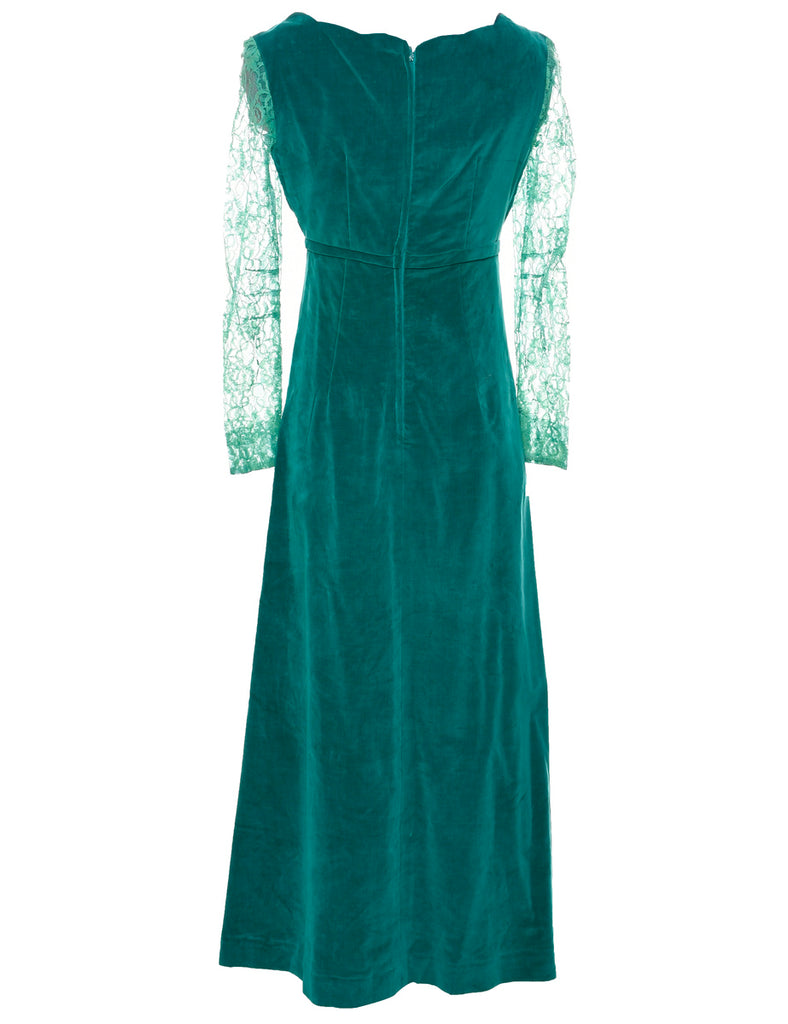 Velvet Turquoise Evening Dress - S