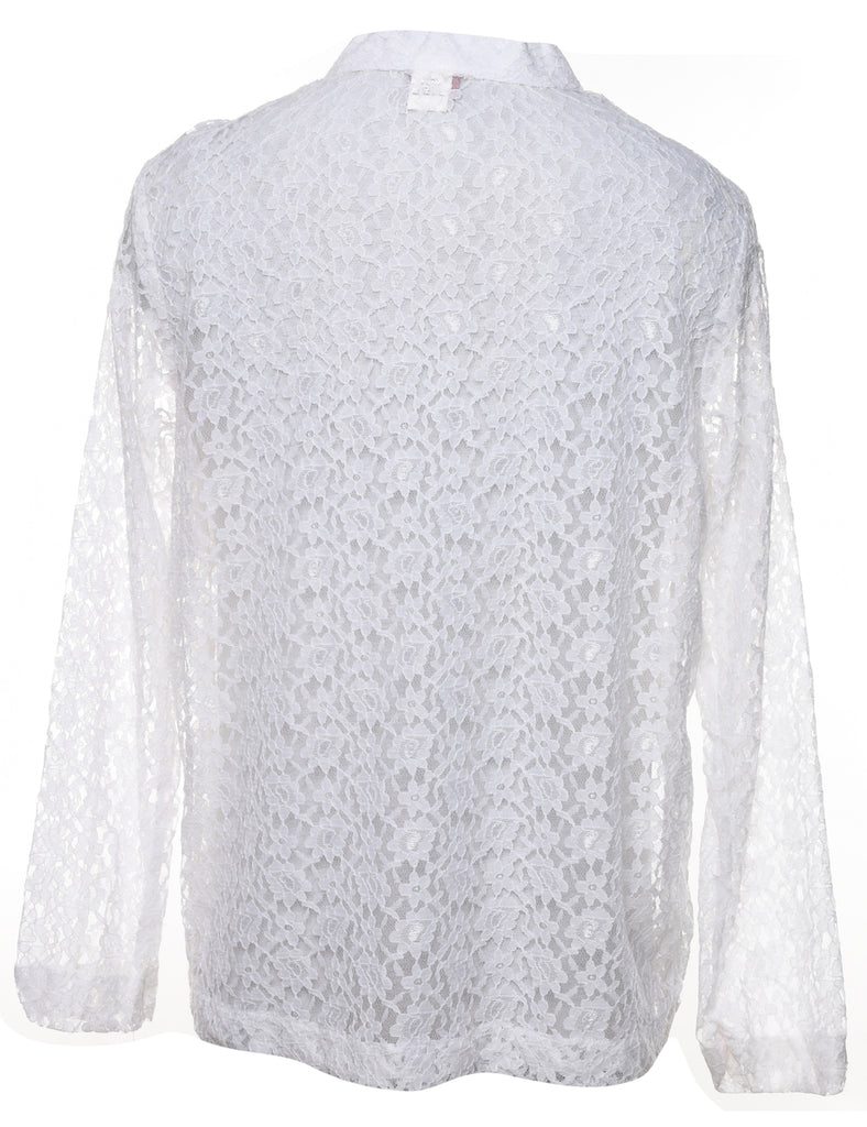 White Floral Lace Evening Jacket - L