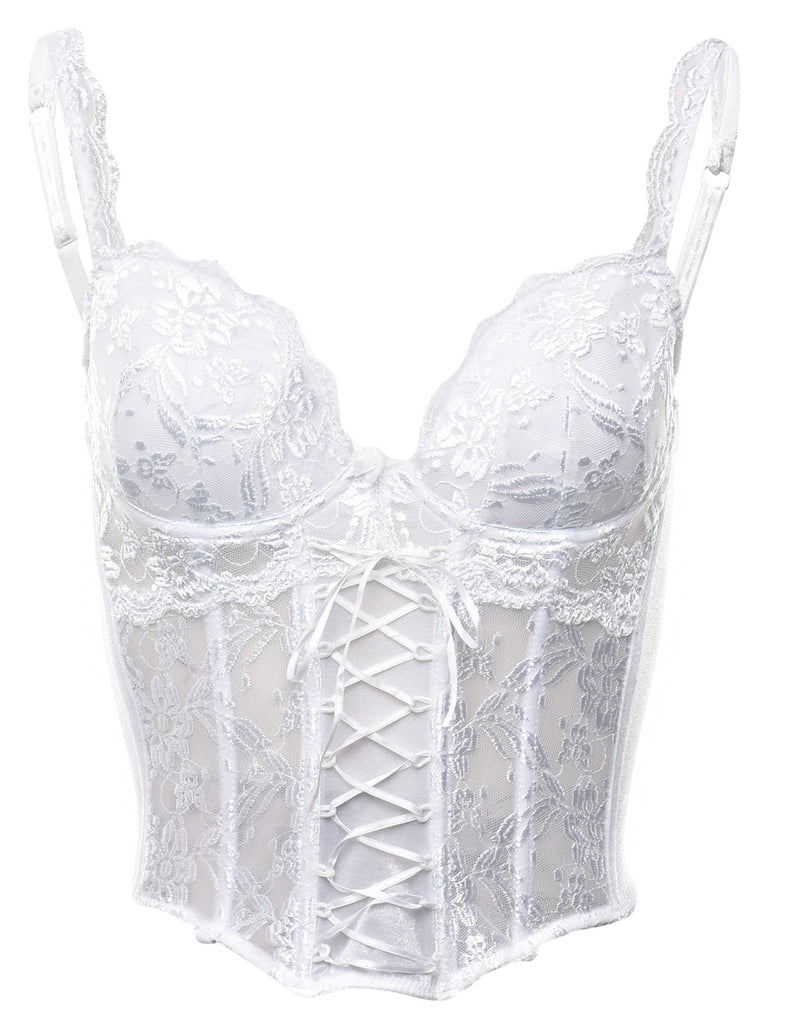 White Floral Print Corset - S