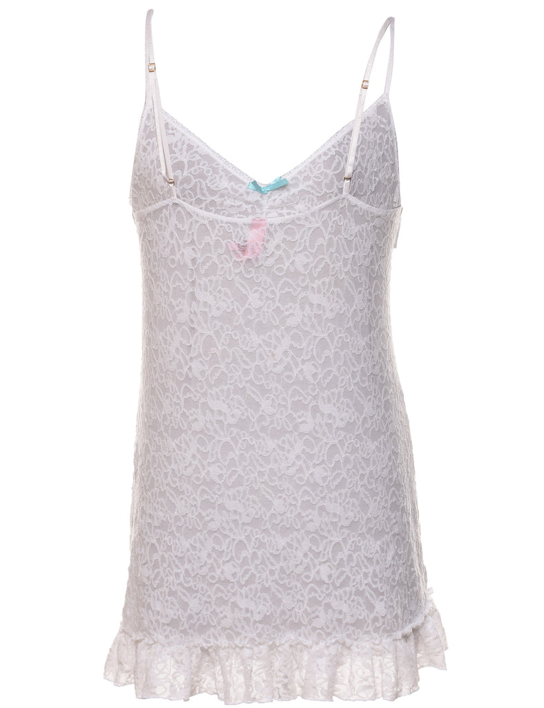 White Lace Strappy Slip Dress - M